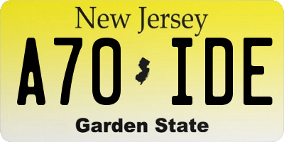 NJ license plate A70IDE