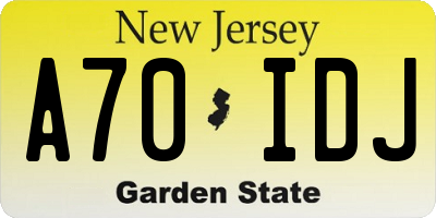 NJ license plate A70IDJ