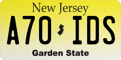 NJ license plate A70IDS