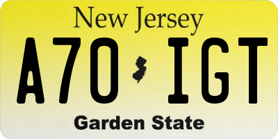 NJ license plate A70IGT