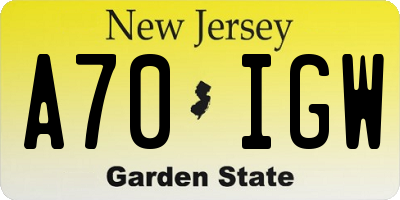 NJ license plate A70IGW
