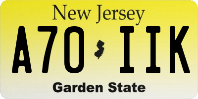 NJ license plate A70IIK