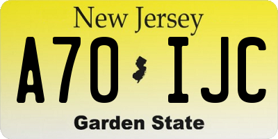 NJ license plate A70IJC