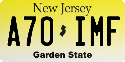 NJ license plate A70IMF
