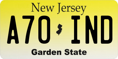 NJ license plate A70IND