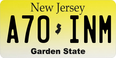 NJ license plate A70INM
