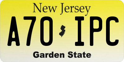 NJ license plate A70IPC
