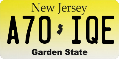 NJ license plate A70IQE