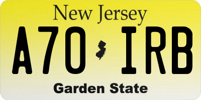 NJ license plate A70IRB