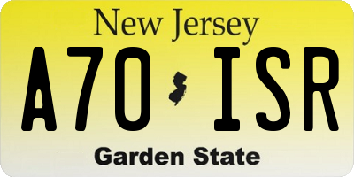 NJ license plate A70ISR