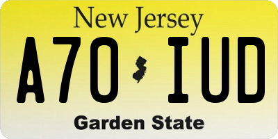 NJ license plate A70IUD