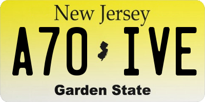 NJ license plate A70IVE