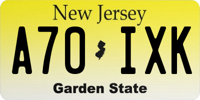 NJ license plate A70IXK