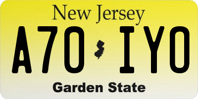 NJ license plate A70IYO