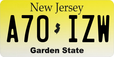 NJ license plate A70IZW