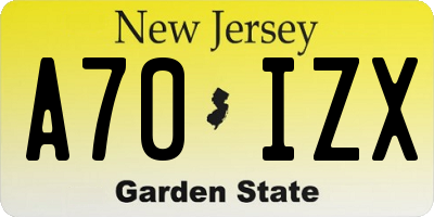 NJ license plate A70IZX