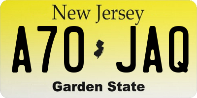 NJ license plate A70JAQ