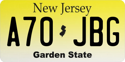 NJ license plate A70JBG