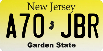 NJ license plate A70JBR