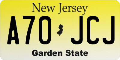 NJ license plate A70JCJ