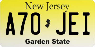 NJ license plate A70JEI