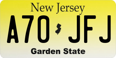 NJ license plate A70JFJ