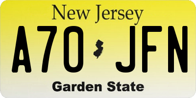 NJ license plate A70JFN