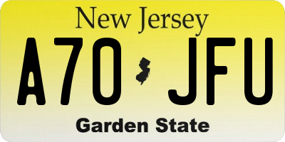 NJ license plate A70JFU