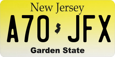 NJ license plate A70JFX