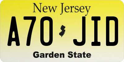 NJ license plate A70JID