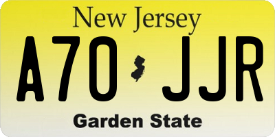 NJ license plate A70JJR