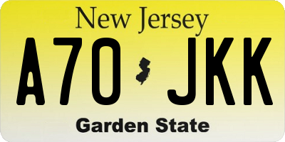 NJ license plate A70JKK