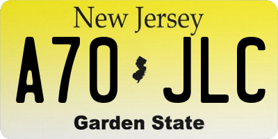 NJ license plate A70JLC