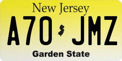 NJ license plate A70JMZ