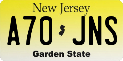 NJ license plate A70JNS