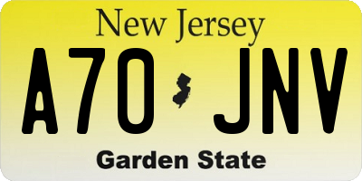 NJ license plate A70JNV