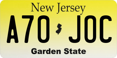 NJ license plate A70JOC