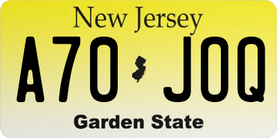 NJ license plate A70JOQ