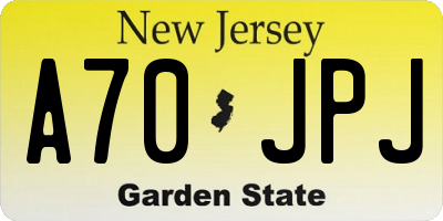 NJ license plate A70JPJ