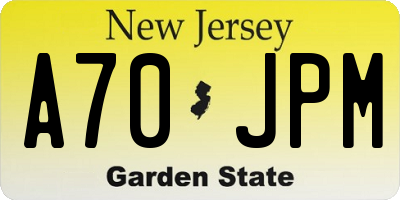 NJ license plate A70JPM