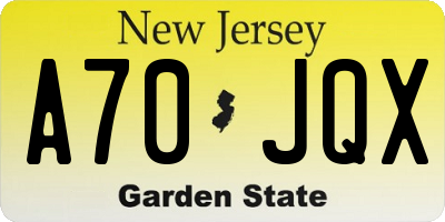 NJ license plate A70JQX
