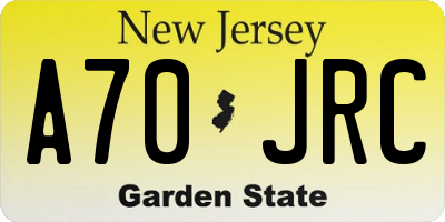 NJ license plate A70JRC