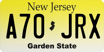 NJ license plate A70JRX