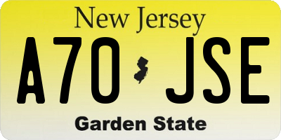 NJ license plate A70JSE