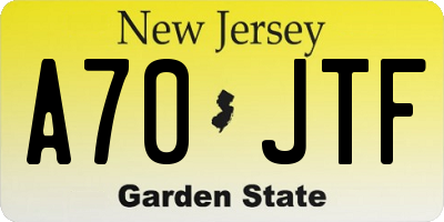NJ license plate A70JTF