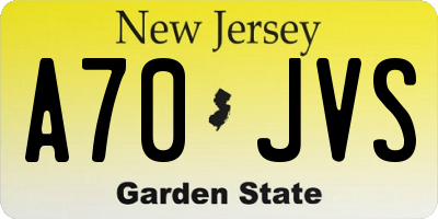 NJ license plate A70JVS