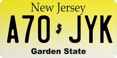 NJ license plate A70JYK