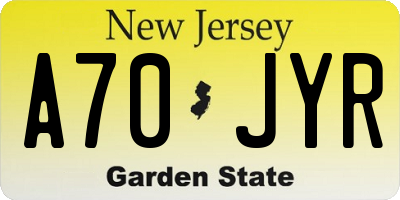 NJ license plate A70JYR