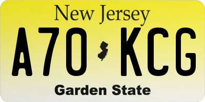 NJ license plate A70KCG