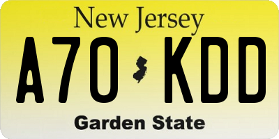 NJ license plate A70KDD